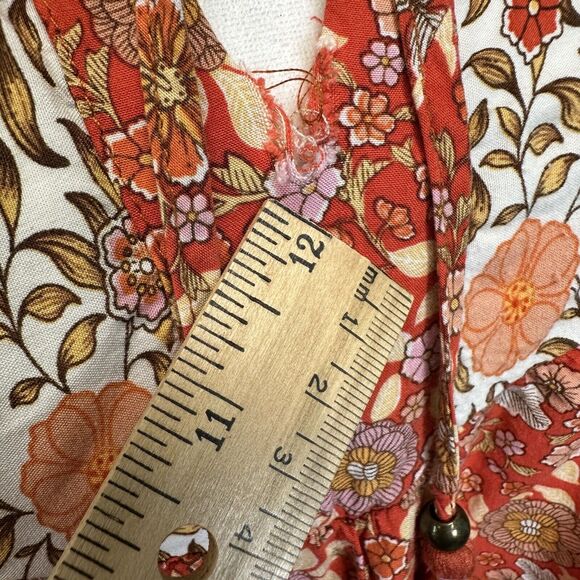Jane And Delancey Floral 3/4 Sleeve Hi Lo Swing Top Tassel Tie Boho Peasant sz L - Picture 2 of 11